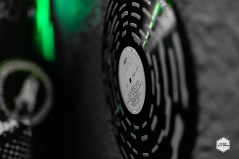 A record spinning, in close-up
