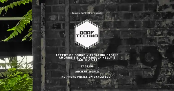 Poster: Doof Techno, Winter warmer, All local, Fri 17 Jul 2026, Ancient World